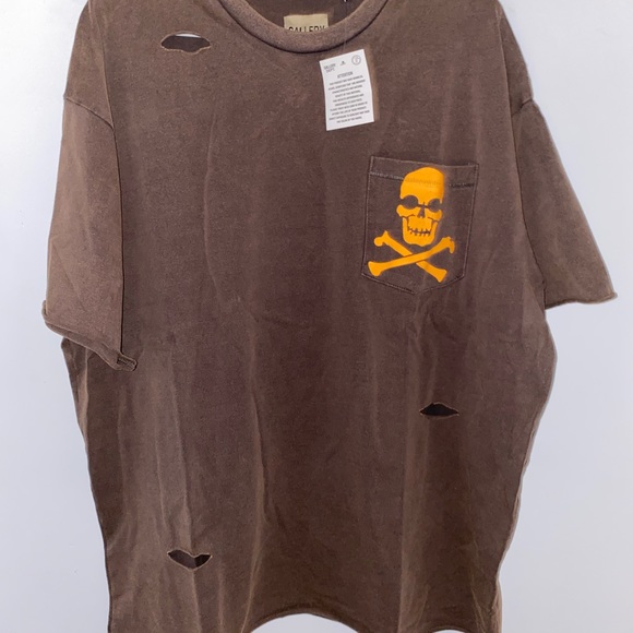 NWT Gallery dept oversized rare to find BROWN tee distressed made in USA ZIP T❤️ - Picture 12 of 17